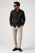 Calvin Klein Black Pinstripe Cotton Shirt – Large