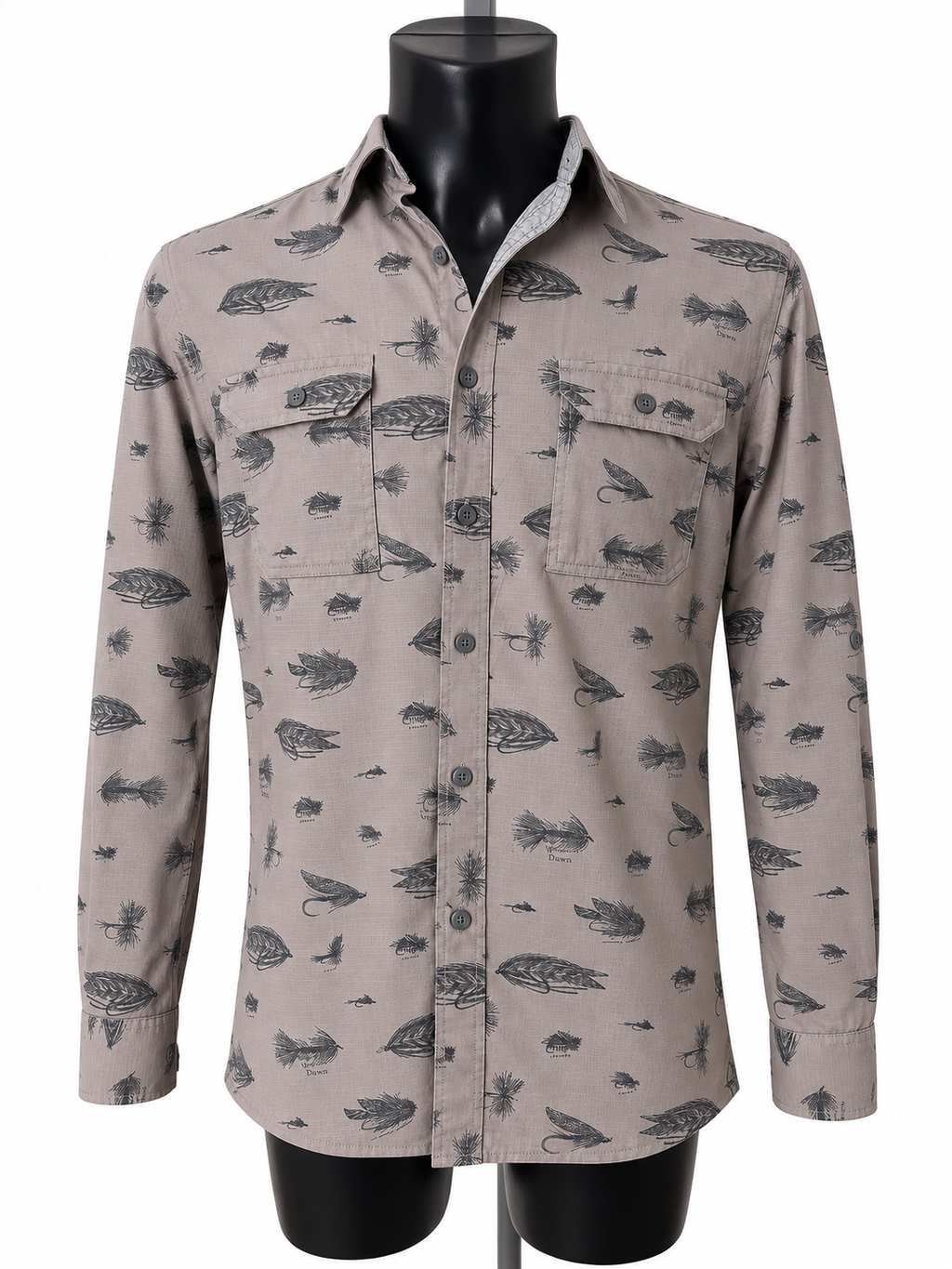 Croft & Barrow Quick-Dry Fishing Print Shirt - Medium - Grade A