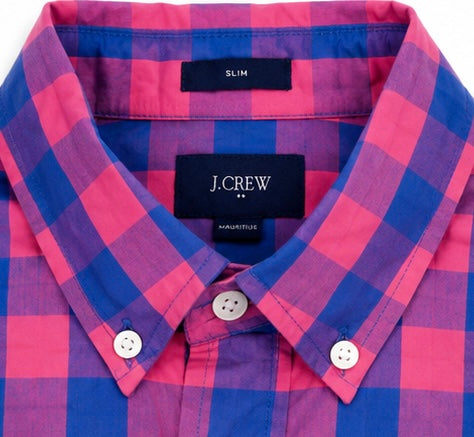 J.Crew Slim Fit Shirt - Pink & Blue Check - small - Grade A