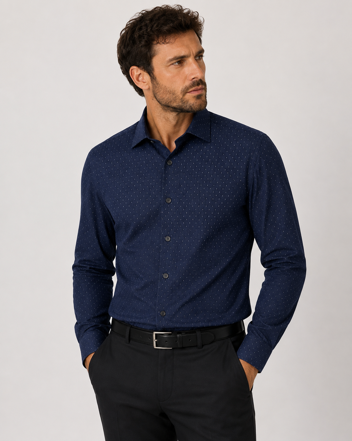Calvin Klein Slim Fit Midnight Blue Micro Dash – Large