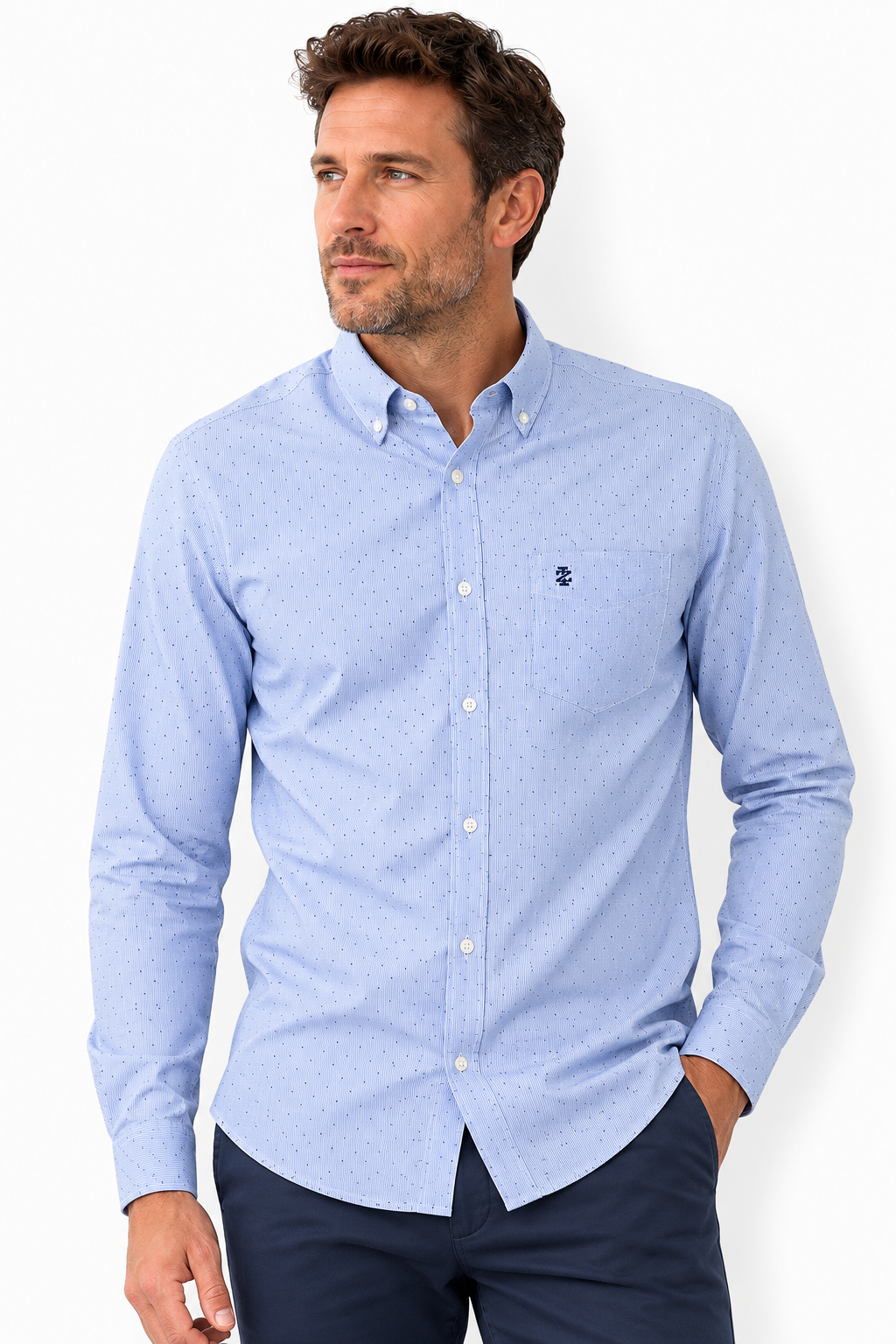 IZOD Men’s Sky Blue Micro Dot Button-Down Shirt - XL