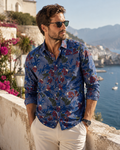 H.E. by Mango Slim Fit Blue Floral Print Shirt – Large