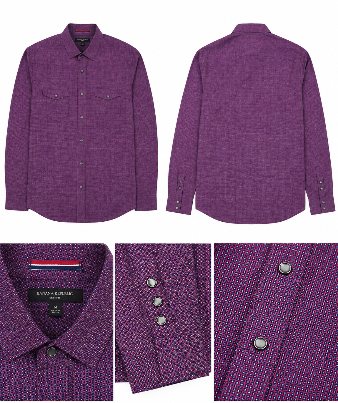 Banana Republic Slim Fit Pearl Snap Shirt – Medium