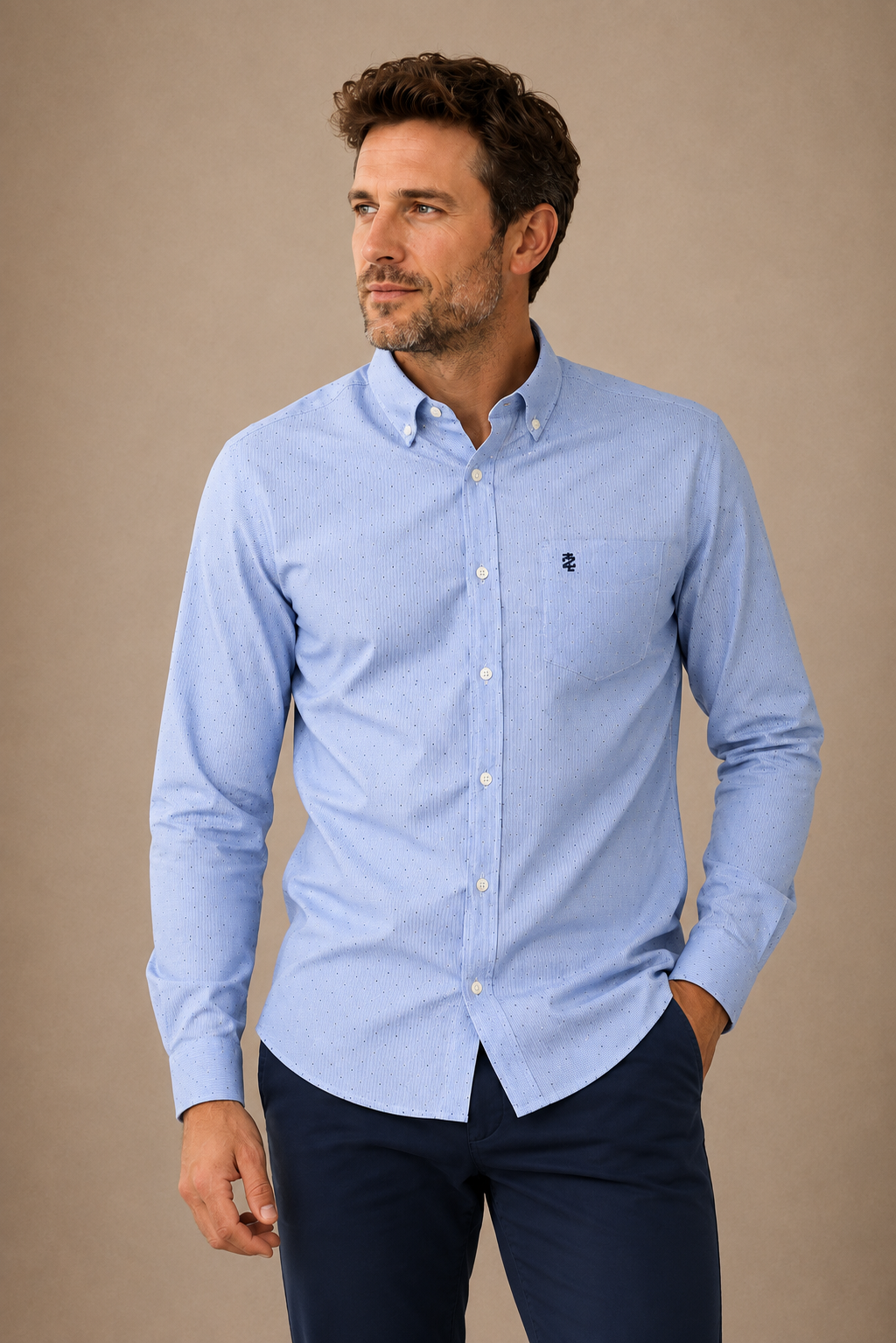 IZOD Men’s Sky Blue Micro Dot Button-Down Shirt - XL - Grade A
