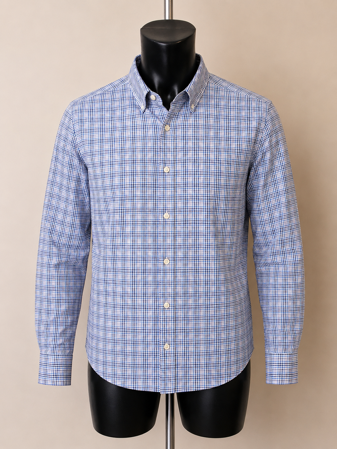 Chaps Vintage Blue & White Check Cotton Shirt – XL