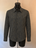 Kenneth Cole Shirt - Grey with Yellow Vertical Stripe Pattern - Large - Grade A