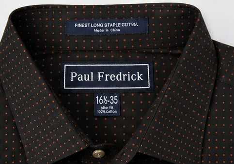 Paul Fredrick Black Copper Micro Dot Slim Fit Dress - Large