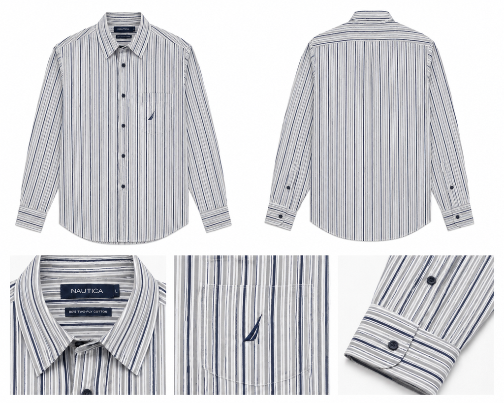 Nautica White & Navy Vertical Stripe - Large
