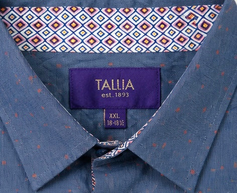 Talia Men’s Blue Orange Micro Dot Smart Shirt - XXL