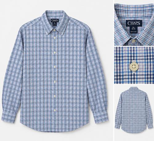 Chaps Vintage Blue & White Check Cotton Shirt – XL