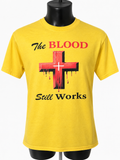 Yellow “The Blood Still Works” Graphic T-Shirt - Large - Grade B