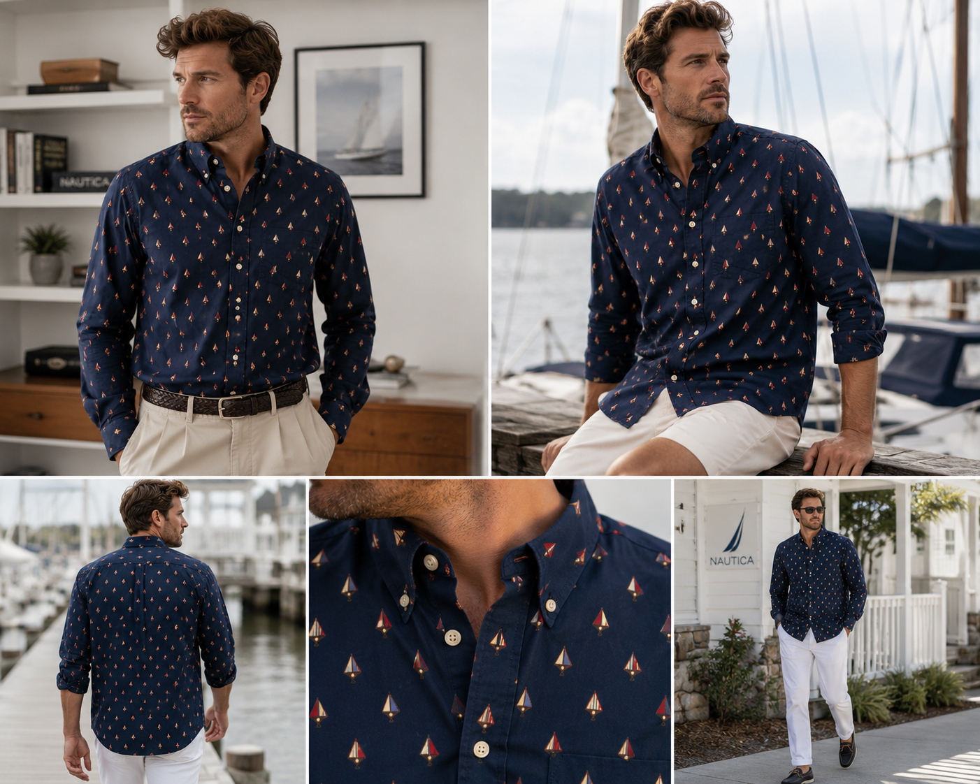 Nautica Navy Blue Sailboat Print - Medium