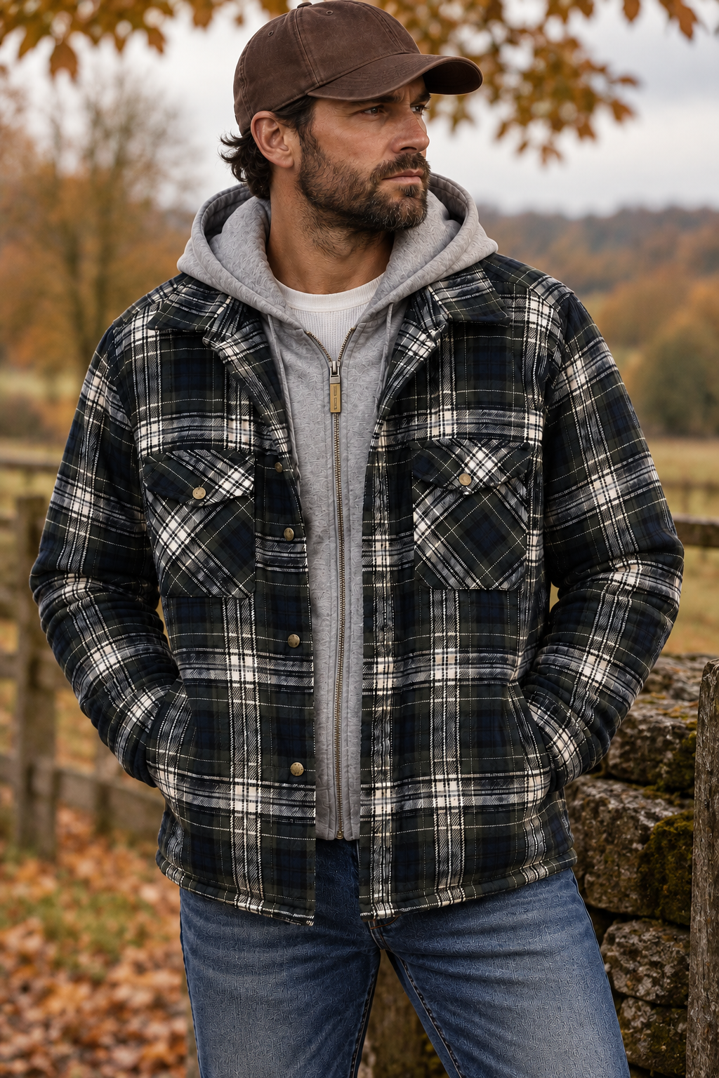Moose Creek Green Check Hooded Jacket - XL - Grade A