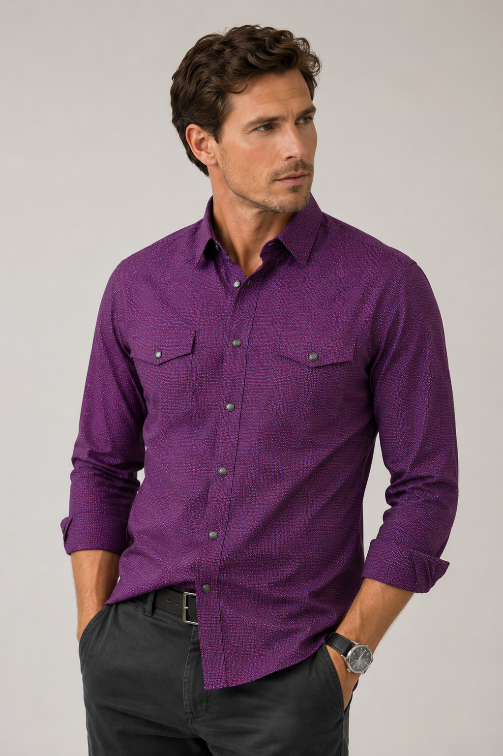 Banana Republic Slim Fit Pearl Snap Shirt – Medium