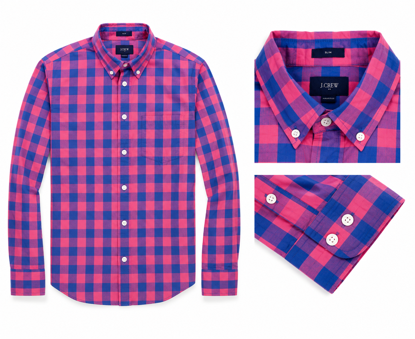 J.Crew Slim Fit Pink & Blue Check - small