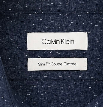 Calvin Klein Slim Fit Shirt - Midnight Blue Micro Dash – Large - Grade B