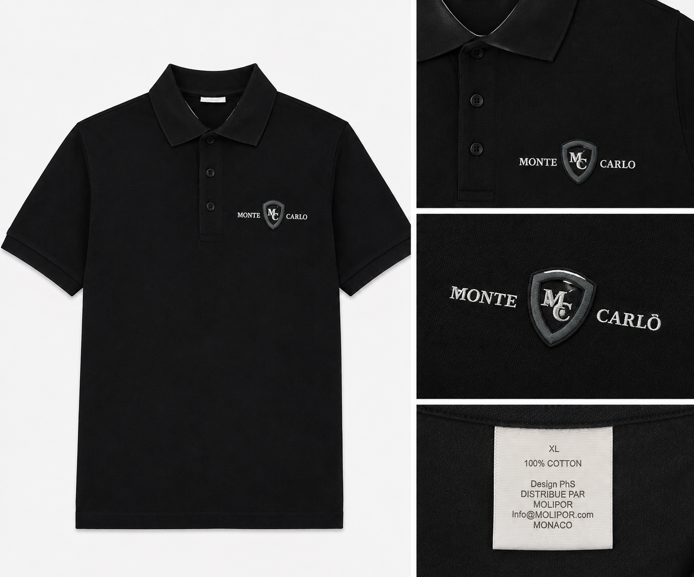 Monte Carlo Black Logo Polo Shirt - XL