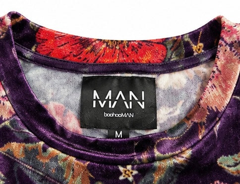 Oversized Floral Velour T-Shirt – Medium