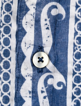 Smog Slim Fit Blue & White Paisley Pattern Shirt - Large