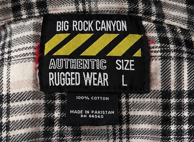 Big Rock Canyon Men’s Black & Cream Plaid Cotton Shirt – Large - Grade B