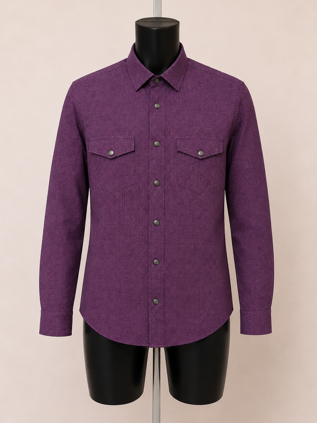 Banana Republic Slim Fit Pearl Snap Shirt - Purple – Medium - Grade A