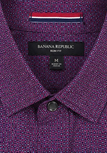 Banana Republic Slim Fit Pearl Snap Shirt - Purple – Medium - Grade A