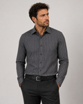 Calvin Klein Vintage Grey & Charcoal Striped Cotton Shirt – Medium