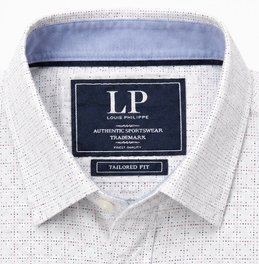 Louis Philippe Tailored Fit White Micro Dot Pattern Shirt – Large