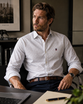 Louis Philippe Tailored Fit White Micro Dot Pattern Shirt – Large