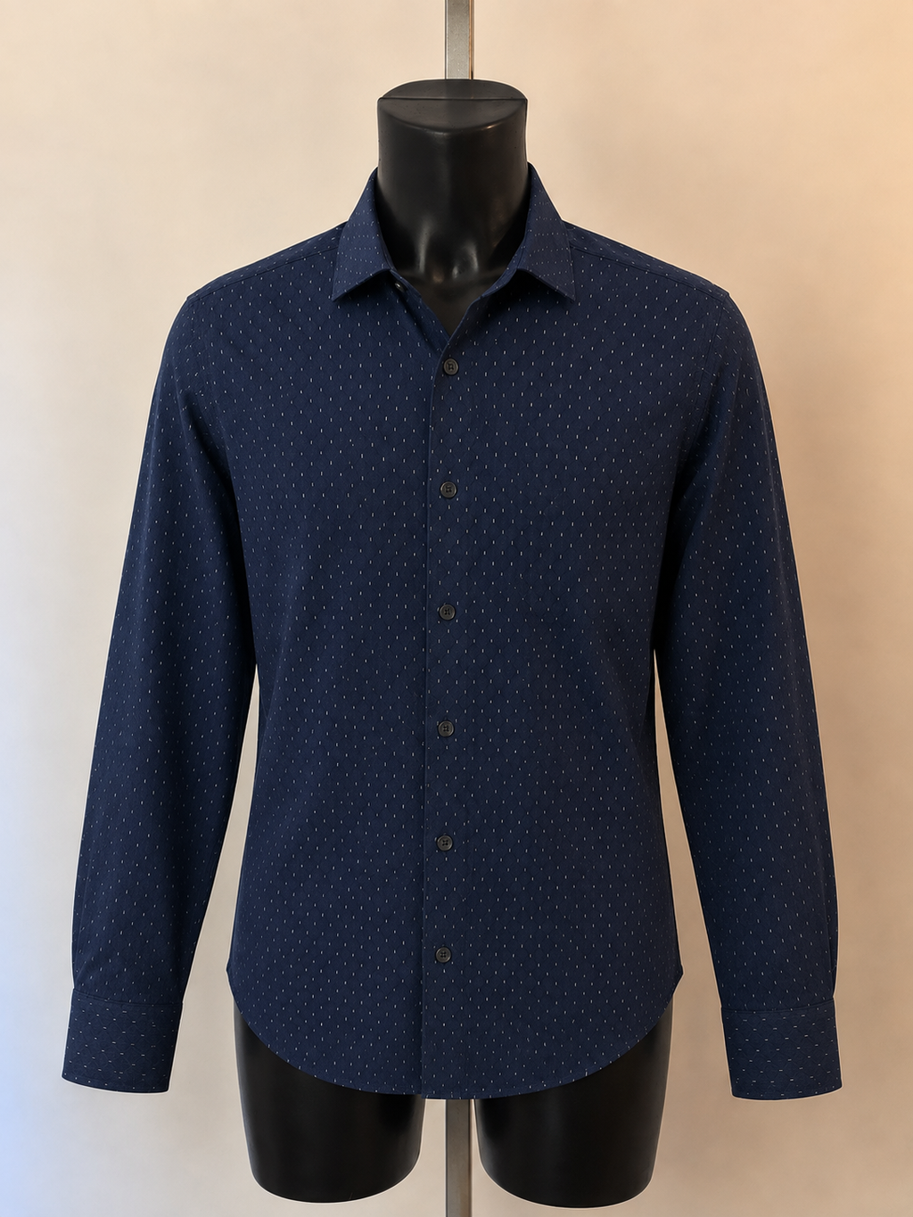 Calvin Klein Slim Fit Shirt - Midnight Blue Micro Dash – Large - Grade B