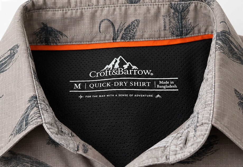 Croft & Barrow Quick-Dry Fishing Print Shirt - Medium - Grade A