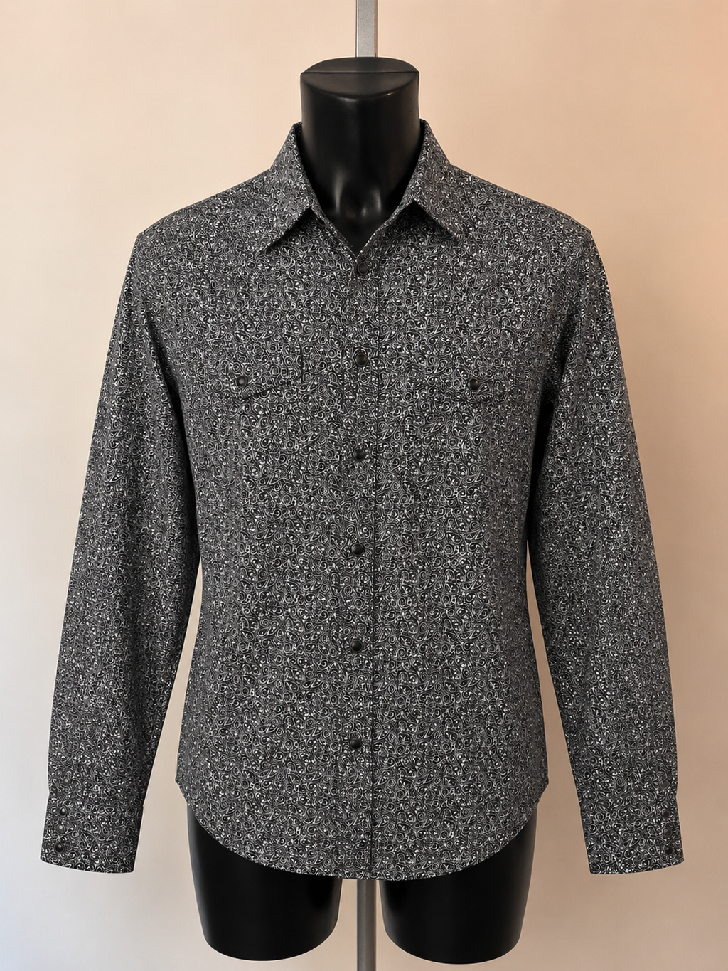 Wrangler George Strait™ Signature Collection Shirt - Black Paisley Pearl Snap Western - Large - Grade A*