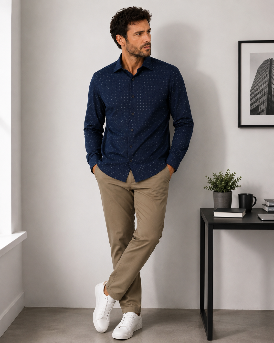 Calvin Klein Slim Fit Midnight Blue Micro Dash – Large