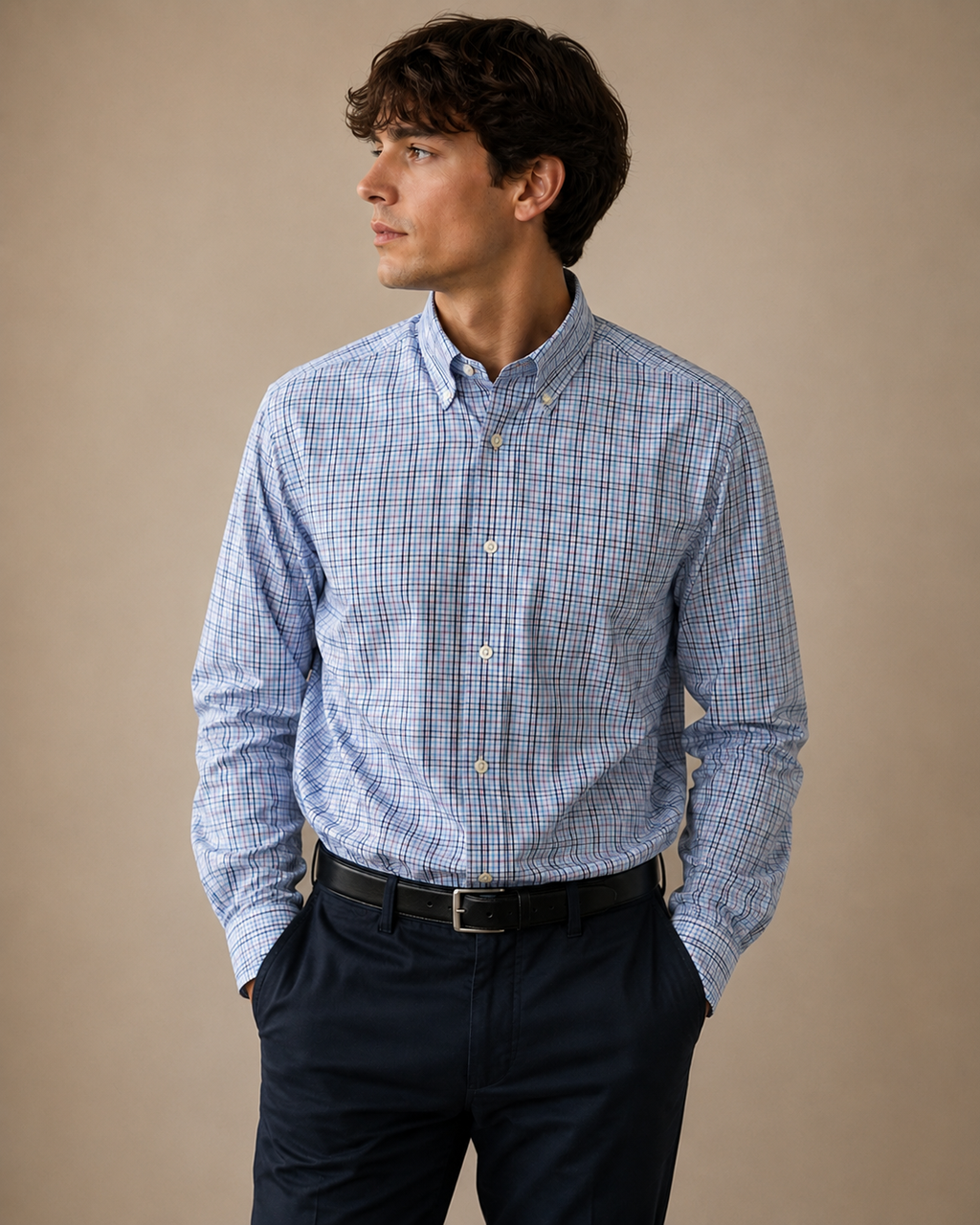 Chaps Vintage Blue & White Check Cotton Shirt – XL