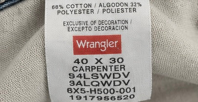 Wrangler Carpenter Jeans Blue Denim Workwear - W40 L30 - Grade B