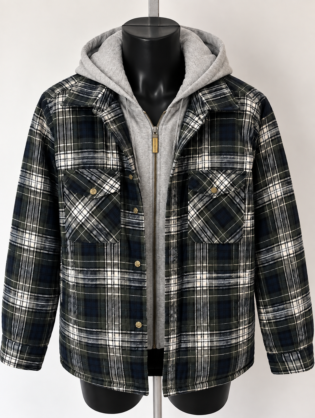 Moose Creek Green Check Hooded Jacket - XL - Grade A