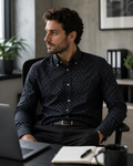 Time Piece Black Geo Print Shirt – Large