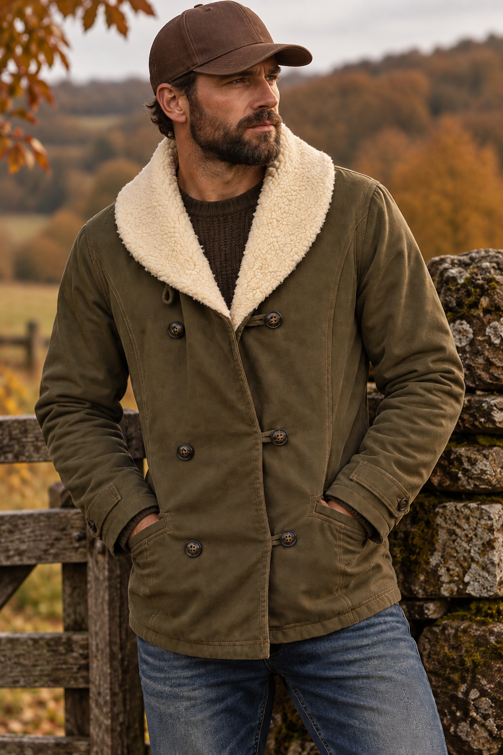Lee Olive Green Sherpa Collar Jacket – Large – Grade A