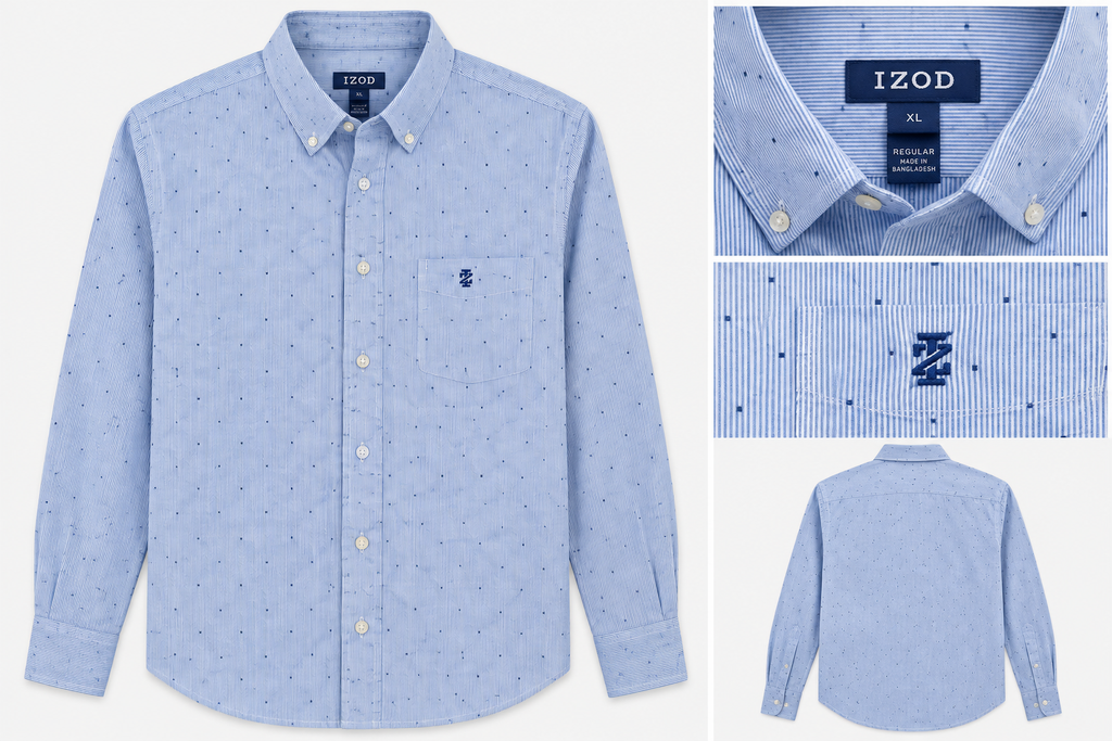 IZOD Men’s Sky Blue Micro Dot Button-Down Shirt - XL