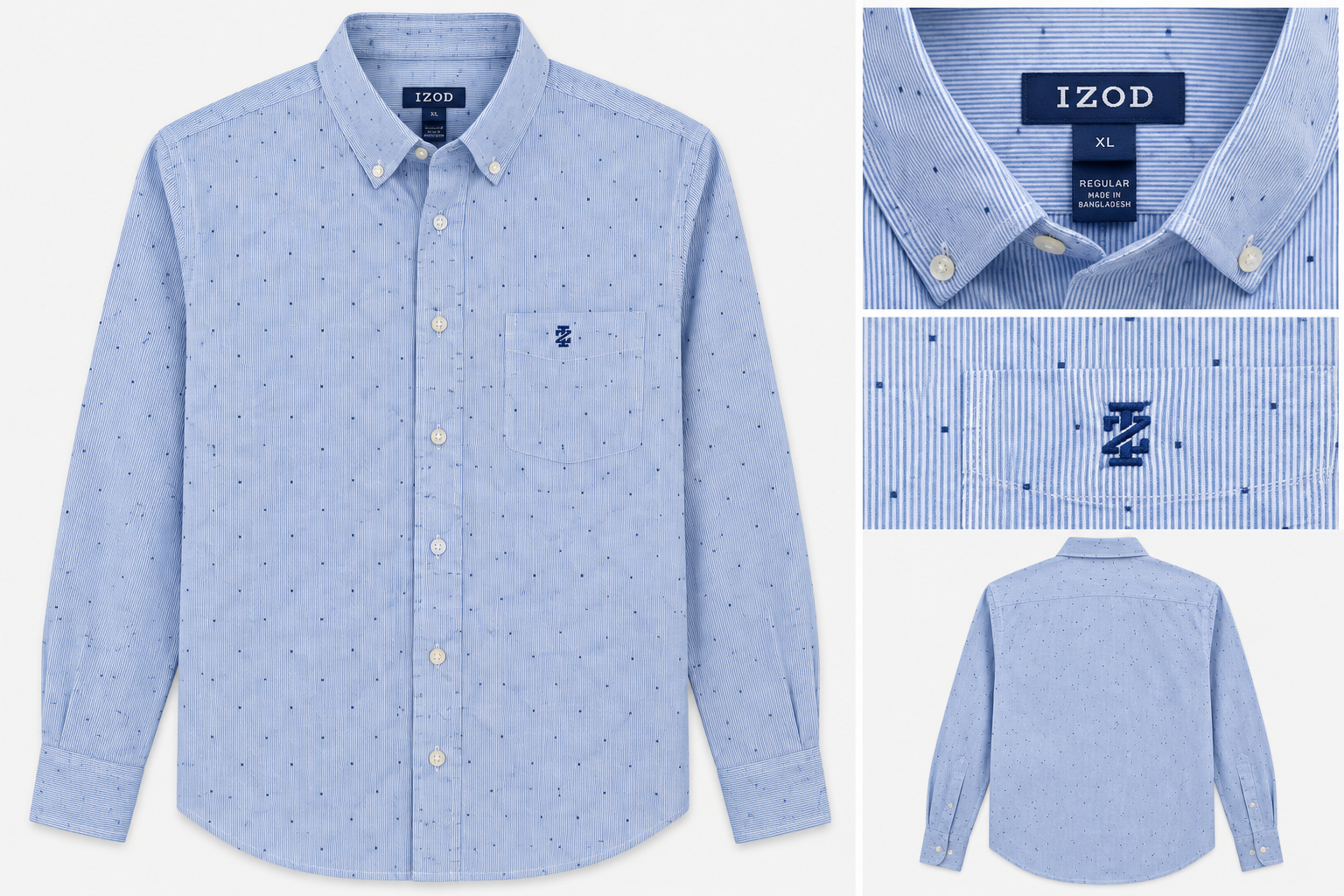 IZOD Men’s Sky Blue Micro Dot Button-Down Shirt - XL