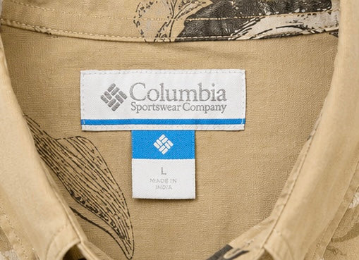 Columbia Tan Fish Print Shirt – Large - Grade A