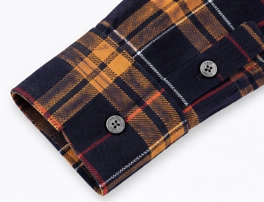 French Connection Navy and Mustard Brushed Cotton - Small