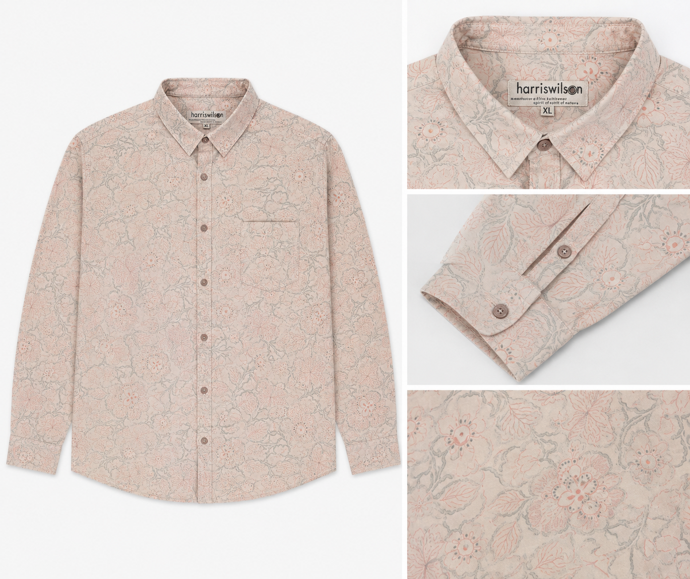 Harris Wilson Stone Pink Floral Cotton Shirt – XL