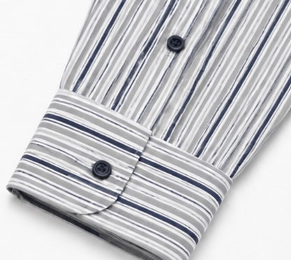 Nautica Shirt - White & Navy Vertical Stripe - Large - Grade A