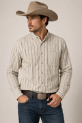 Wrangler Western Shirt Cream & Navy Vertical Stripe - Approx. Large