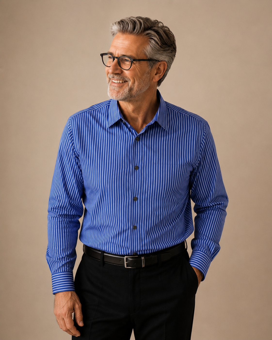 Van Heusen No-Iron Blue Pinstripe Shirt – Medium