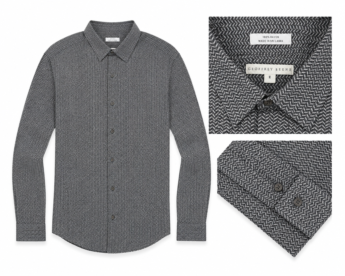 Geoffrey Beene Grey Herringbone Zigzag Pattern - Medium