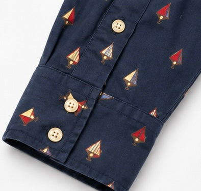 Nautica Shirt - Navy Blue Sailboat Print - Medium - Grade A