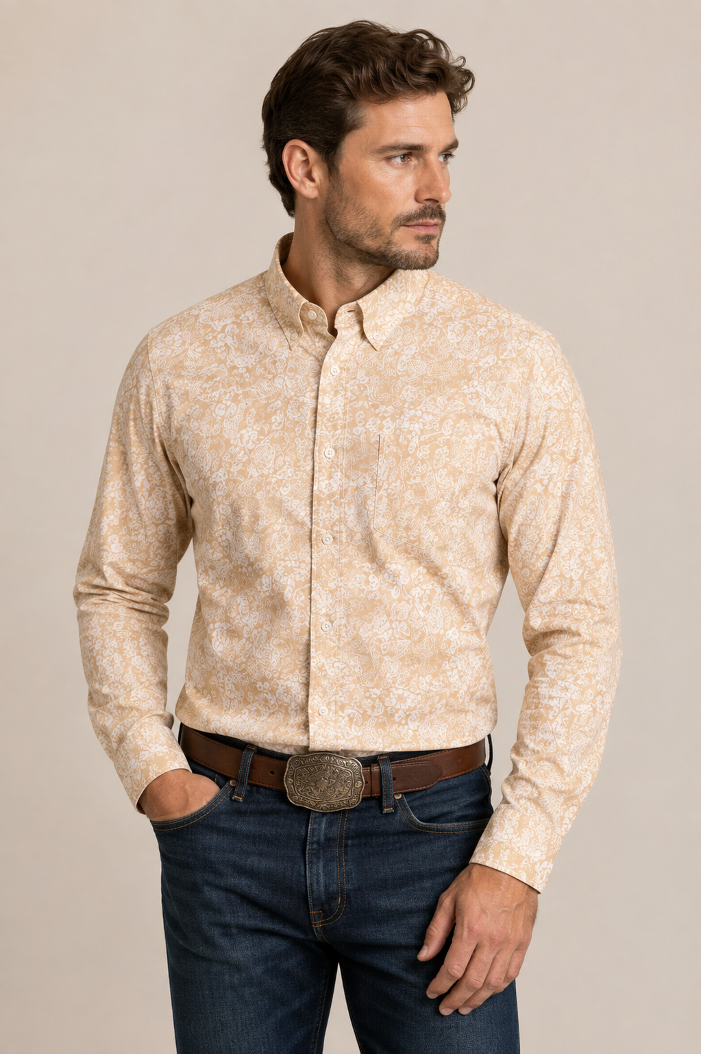 Stetson Men’s Gold & White Paisley Pattern - XL