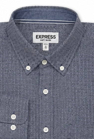 Express Shirt - Navy Geometric Print - XL - Grade A